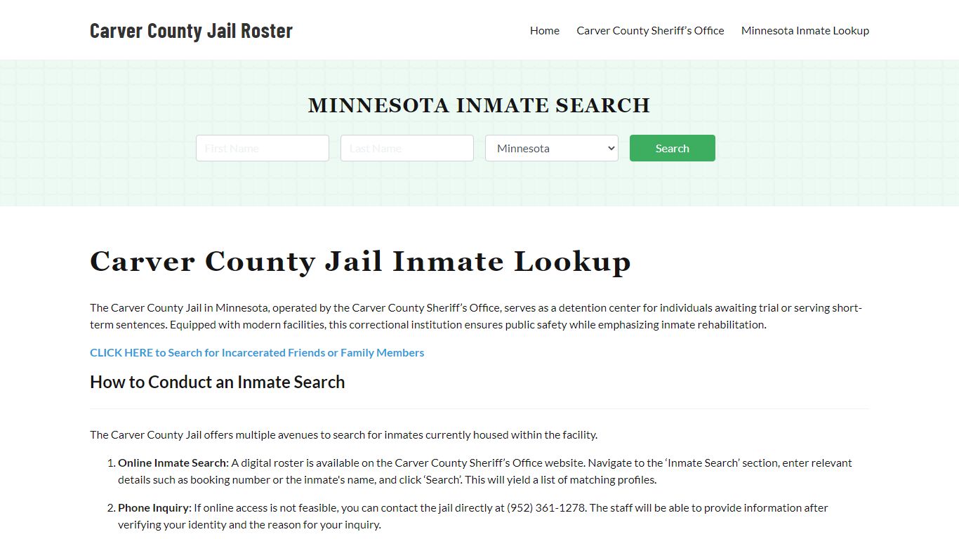 Carver County Jail Roster Lookup, MN, Inmate Search