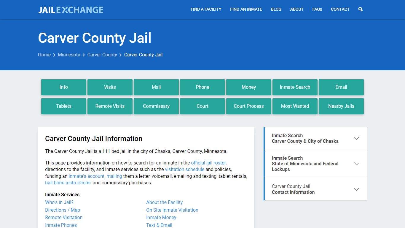 Carver County Jail, MN Inmate Search, Information